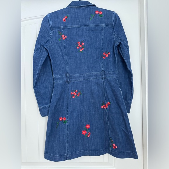 Madewell Embroidered Floral Denim Shirt Dress 2 NWT Pockets - Picture 6 of 12